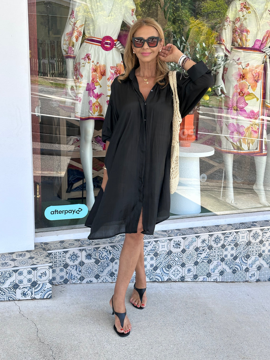 Black Silk Shirt Dress
