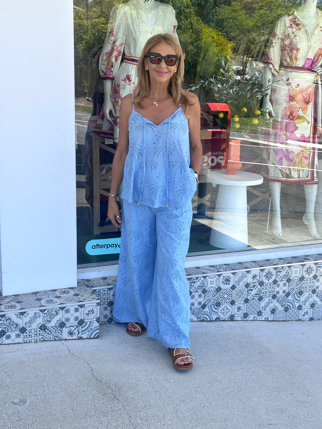 Anglaise Palm Cami - Powder Blue