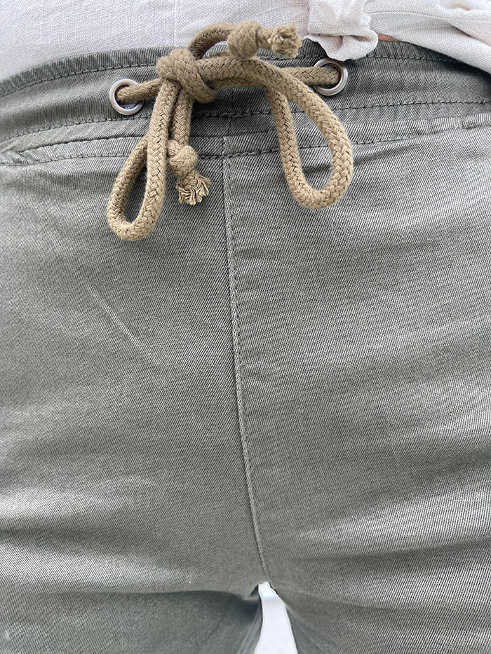 Khaki Cargo Zip Pants