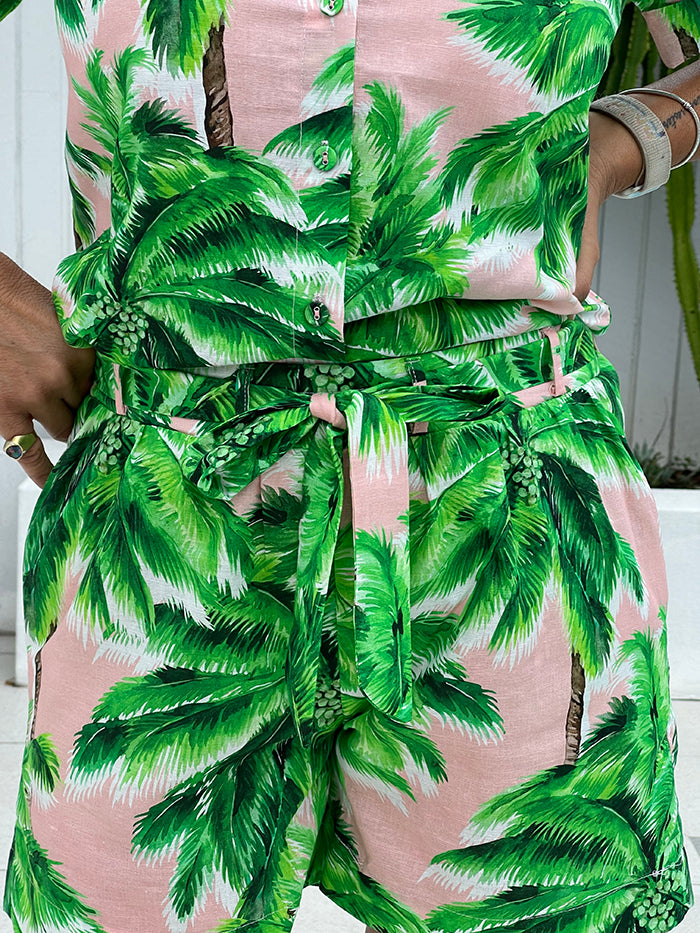 Emerald Palm Print Shorts