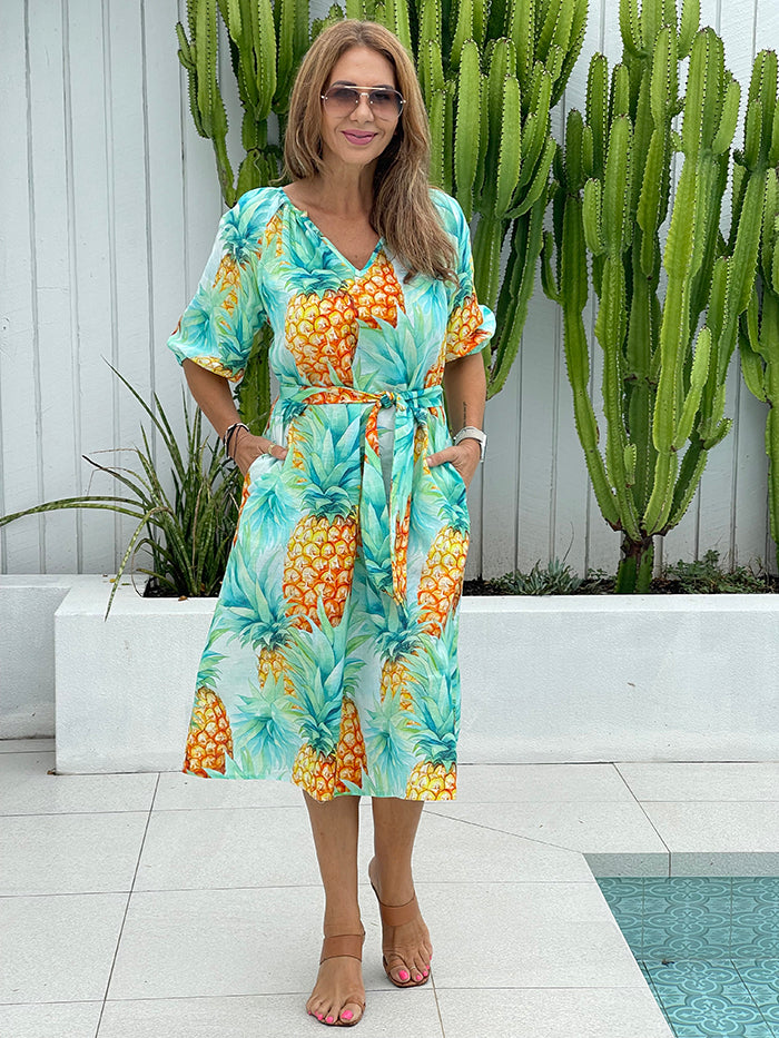 Pina Colada Linen Dress