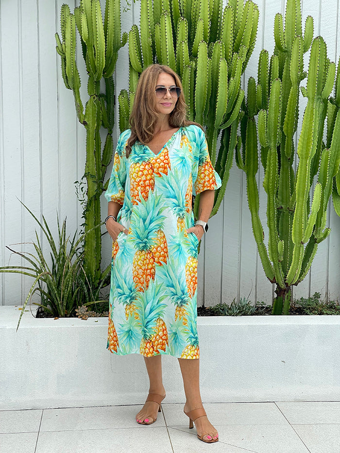 Pina Colada Linen Dress