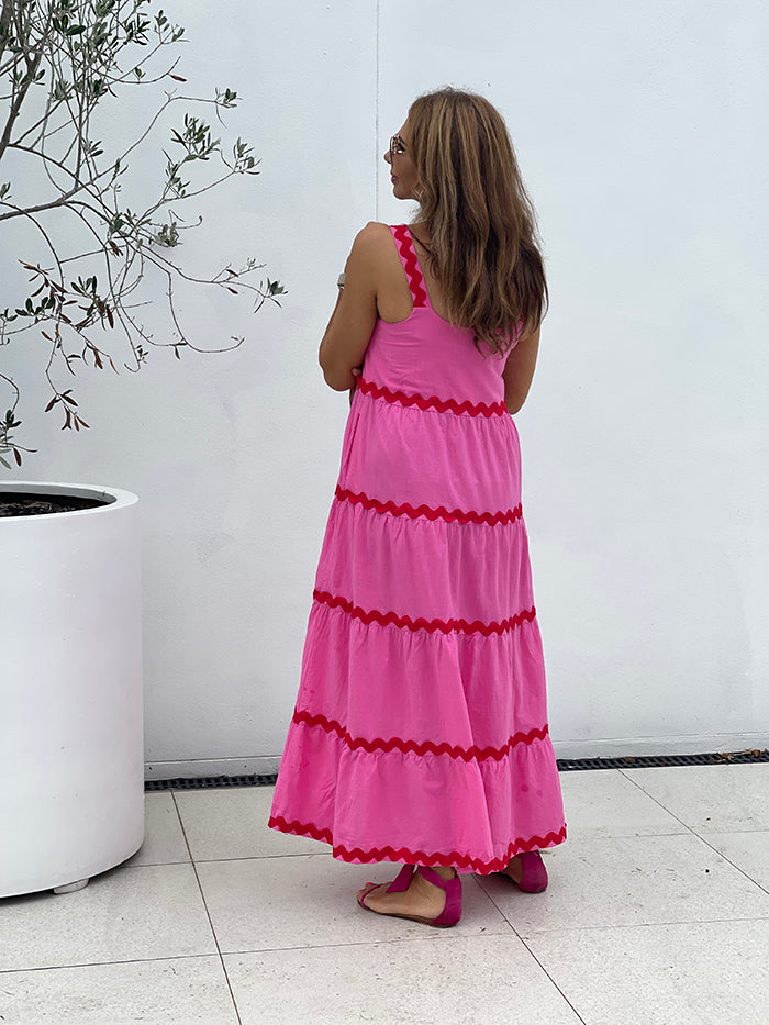 Pink and Red Ric Rac Maxi Dress – Style Me Luxe
