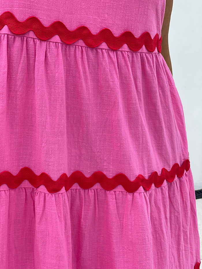 Pink and Red Ric Rac Maxi Dress – Style Me Luxe