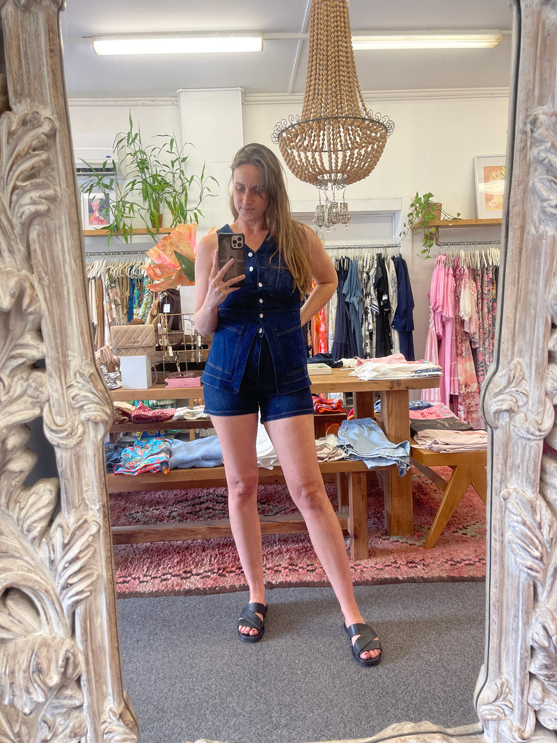 Denim Pocket Shorts - Dark Wash