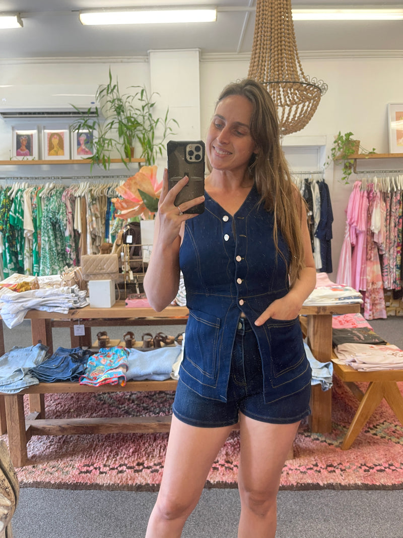 Denim Pocket Shorts - Dark Wash