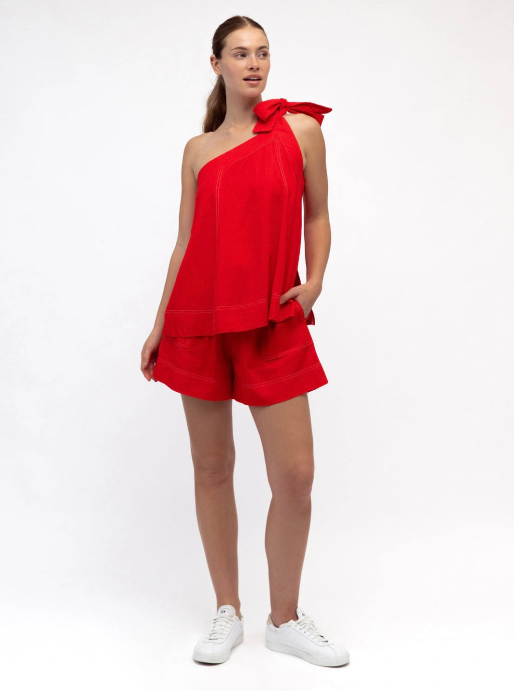 Carina Red One Shoulder Top