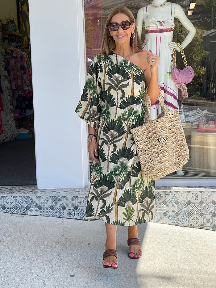 Eva Palm Asymmetrical Dress