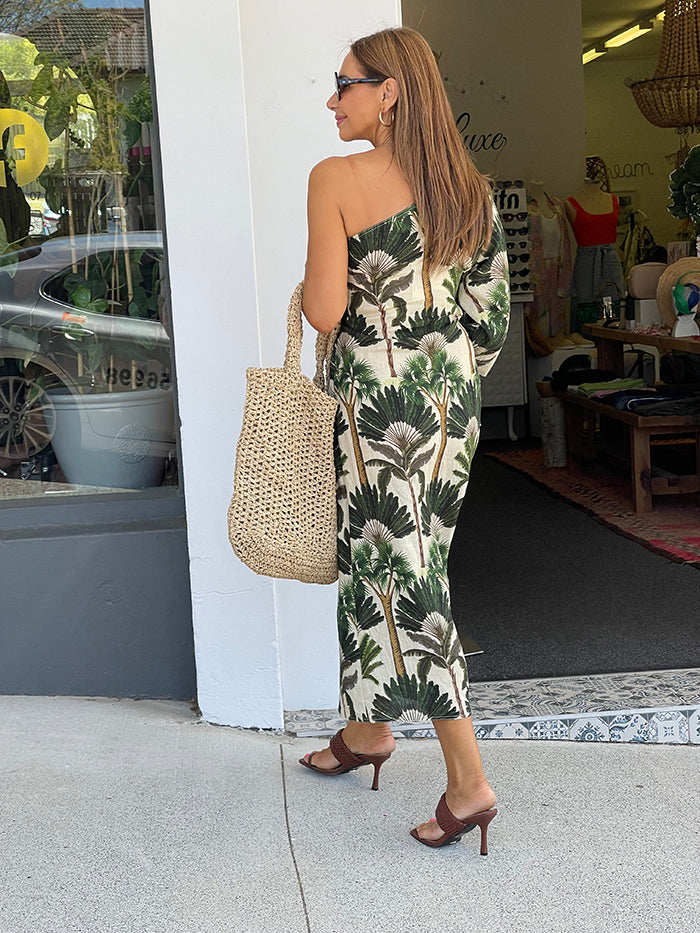 Eva Palm Asymmetrical Dress