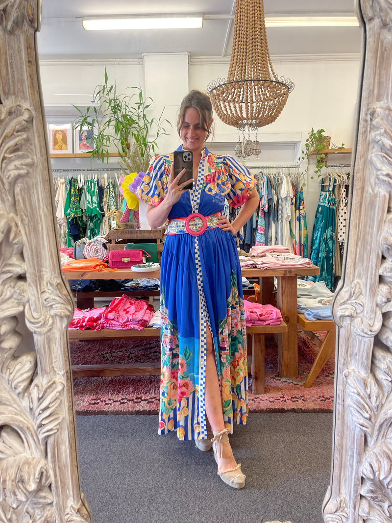 Positano Blue Stripe Maxi Dress