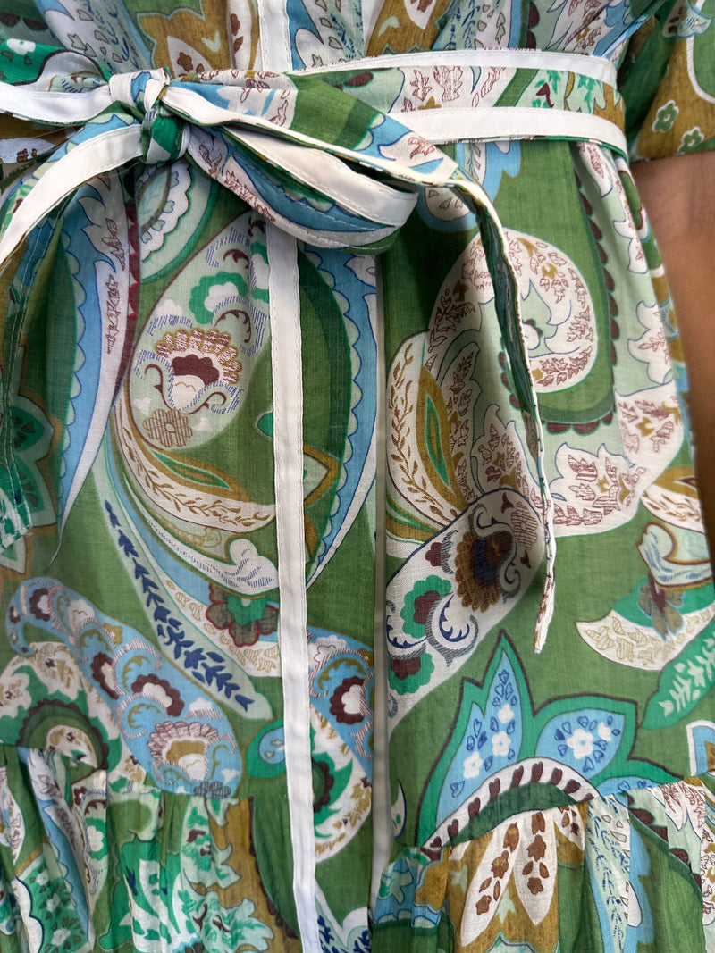 Riana Green Paisley Maxi Dress