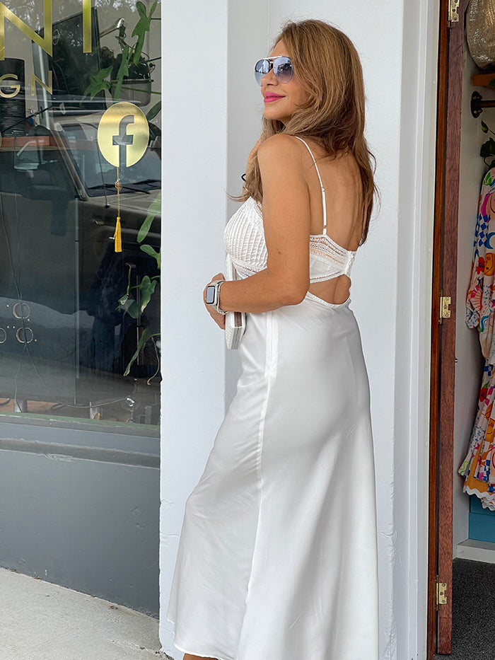 Olivia Silky Dress - White