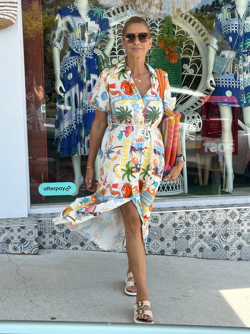 Summer In The Tropics Midi Shirt Dress