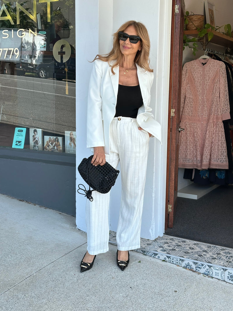 White Pinstripe Pant