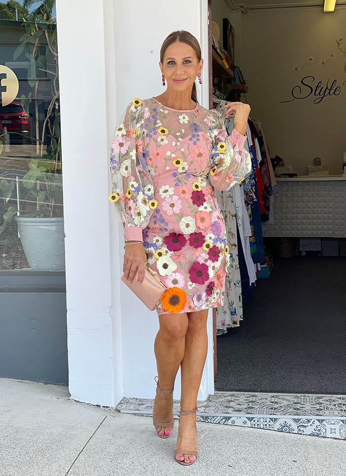 Bridgette Long Sleeve Dress - Pink