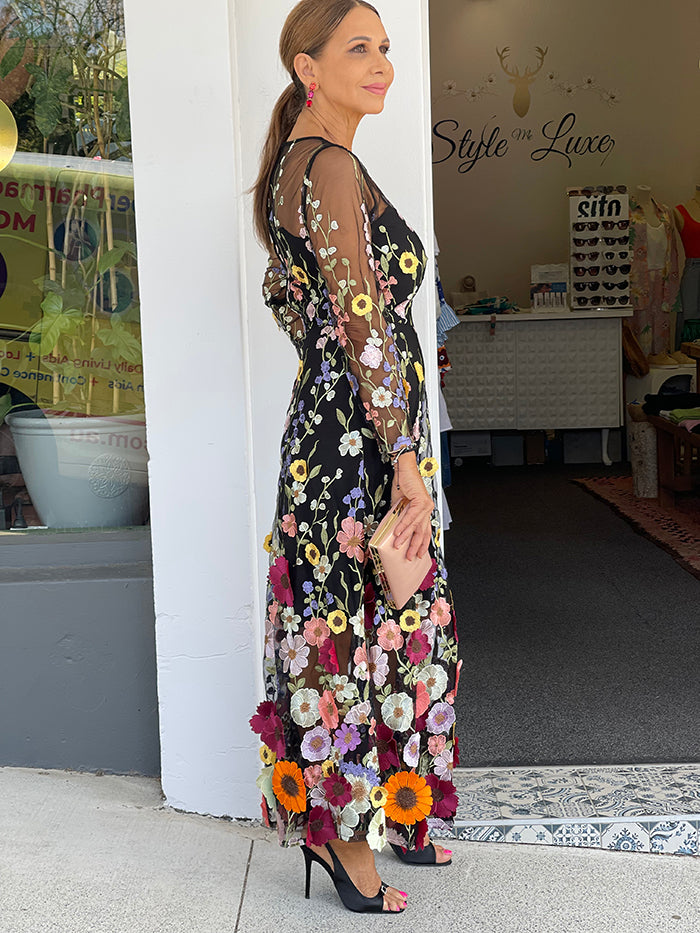 Bridgette Long Sleeve Maxi Dress - Black