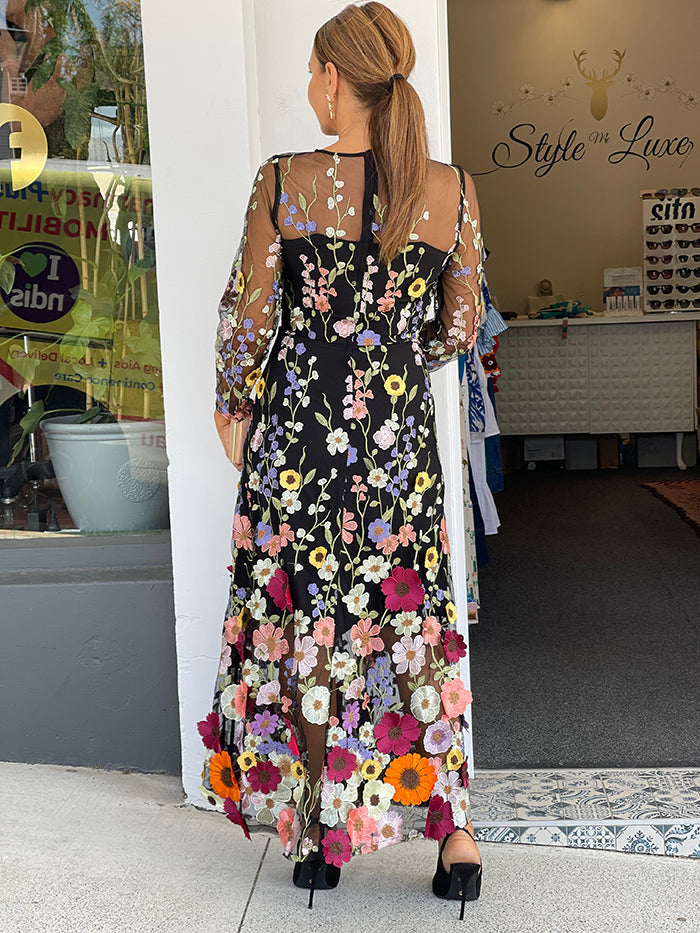 Bridgette Long Sleeve Maxi Dress - Black
