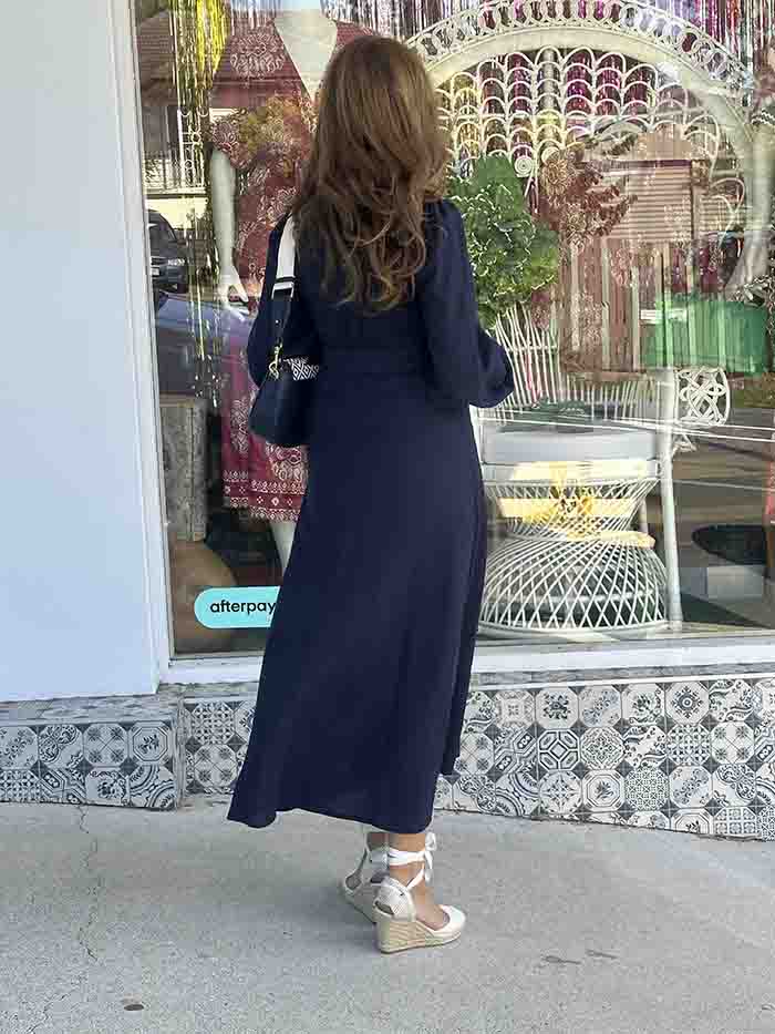 Riviera Longsleeve Maxi Dress - Navy