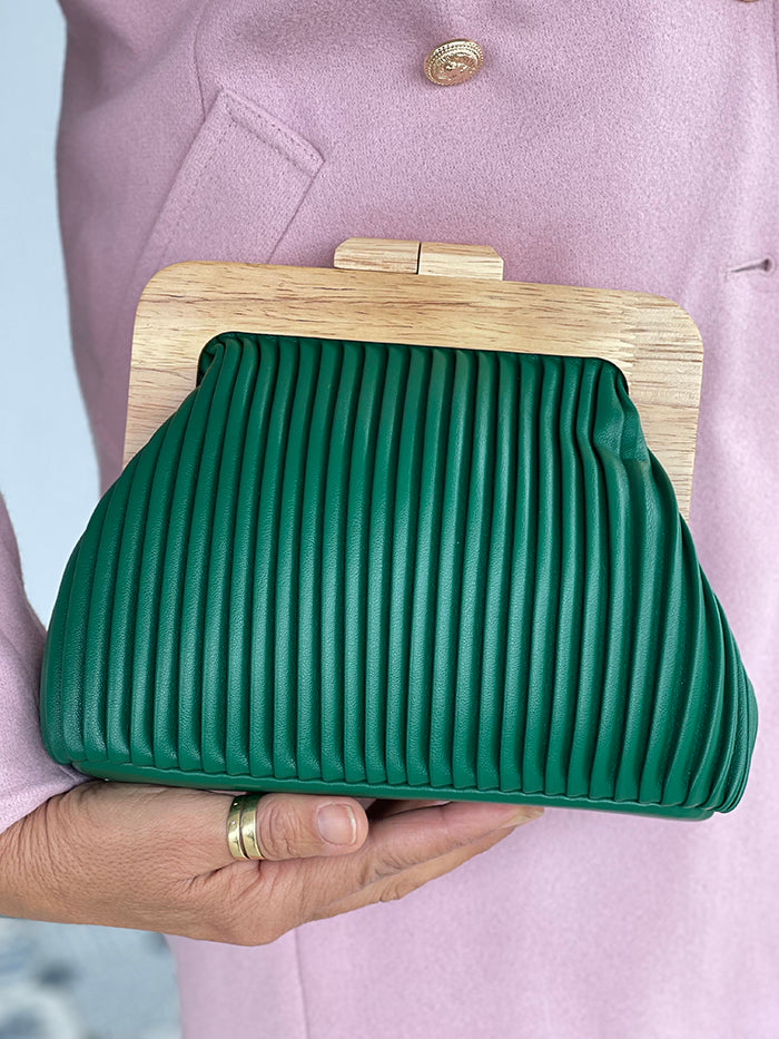 Quinn Tall Timber Pleat Bag - Green