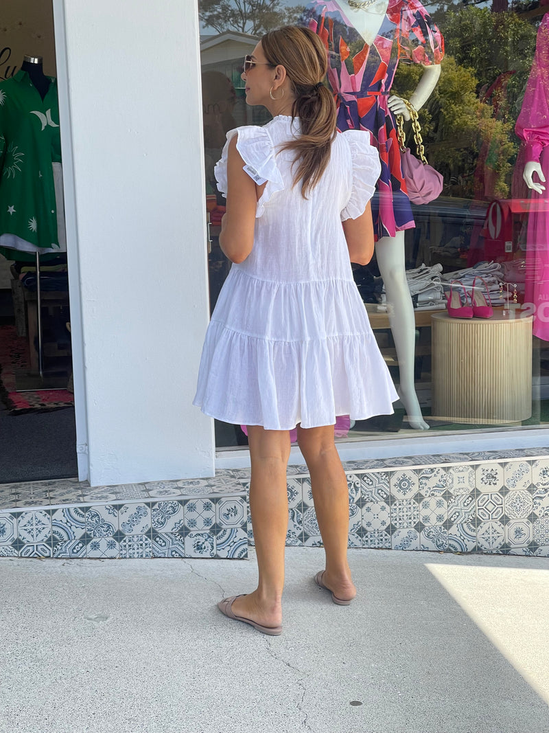 Jada Linen Dress - White