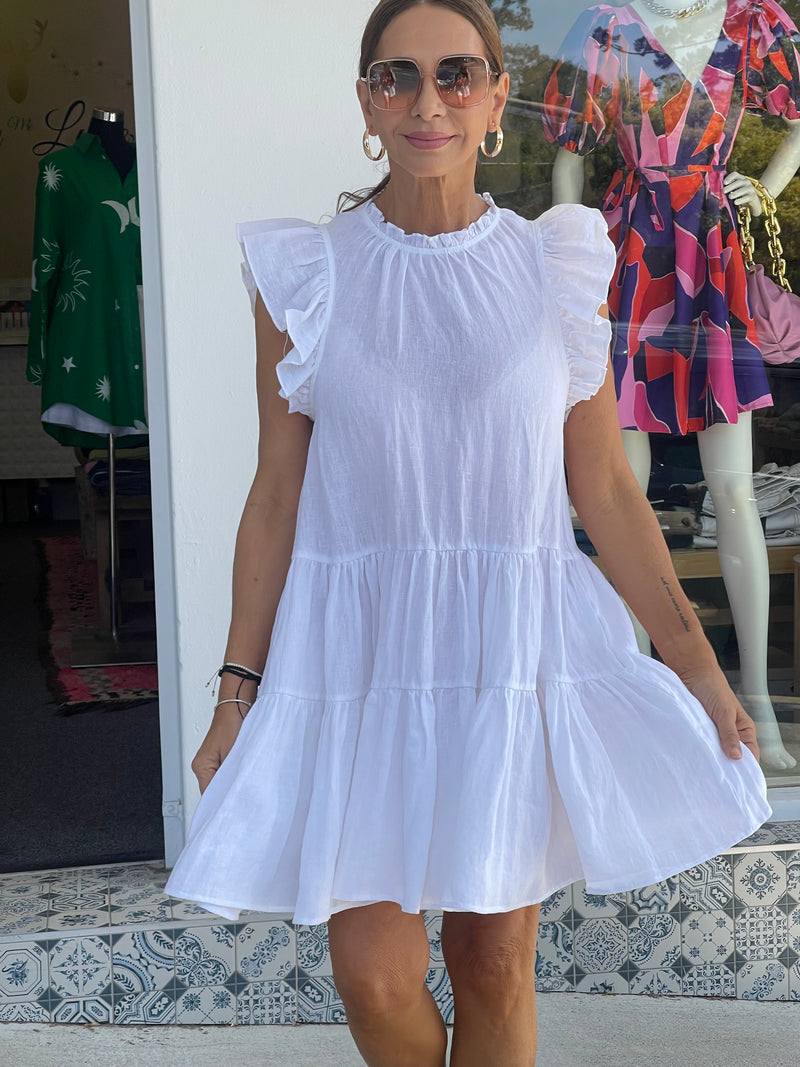 Jada Linen Dress - White