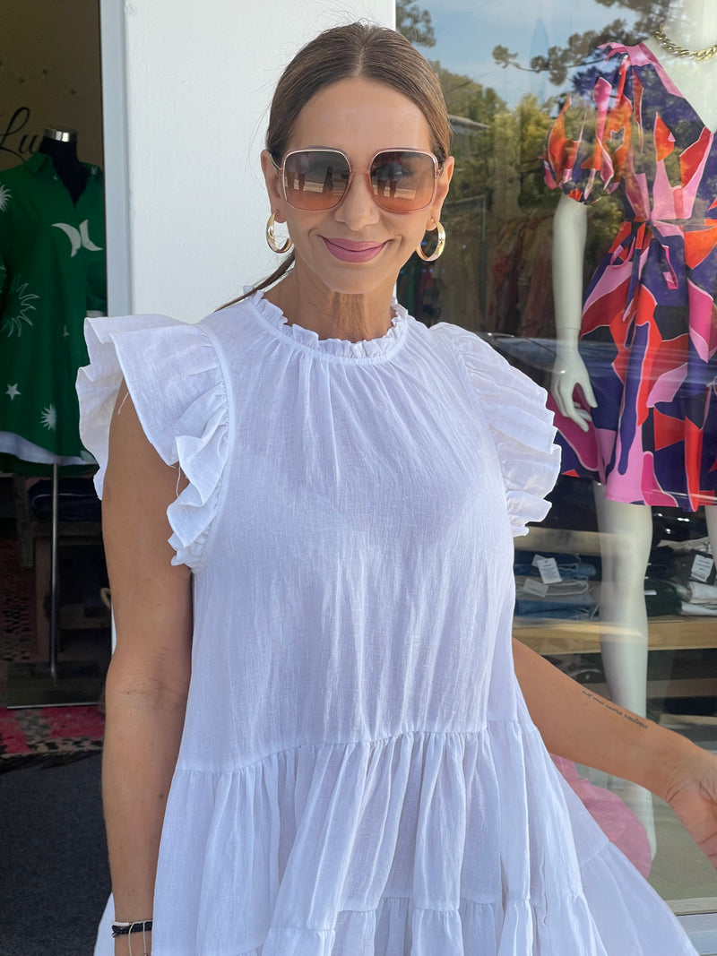 Jada Linen Dress - White
