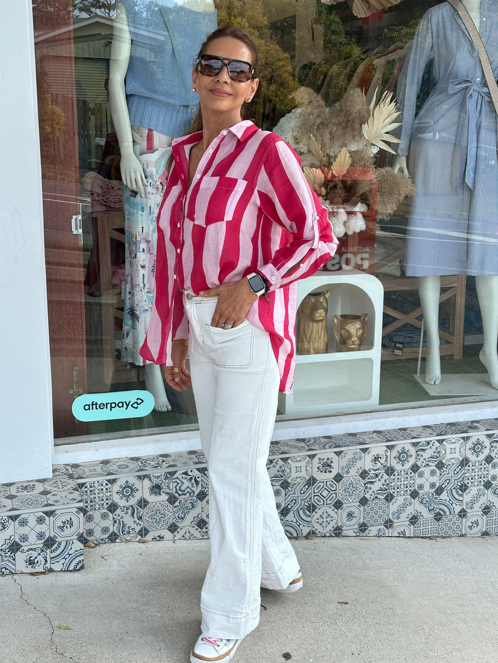 Red and Pink Stripe Shirt