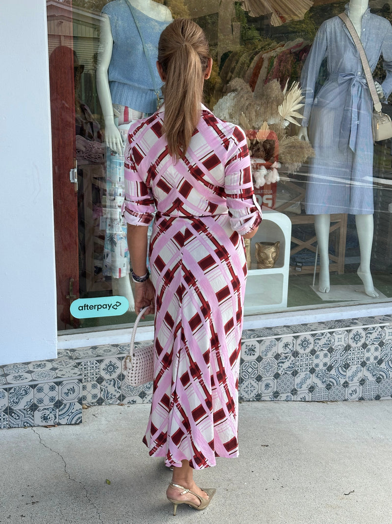 Stacey Pink Geometric Print Dress