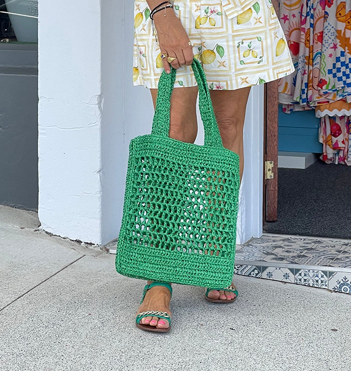Green Woven Tote