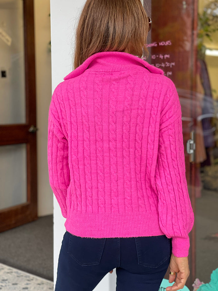 Fuschia Zip Knit