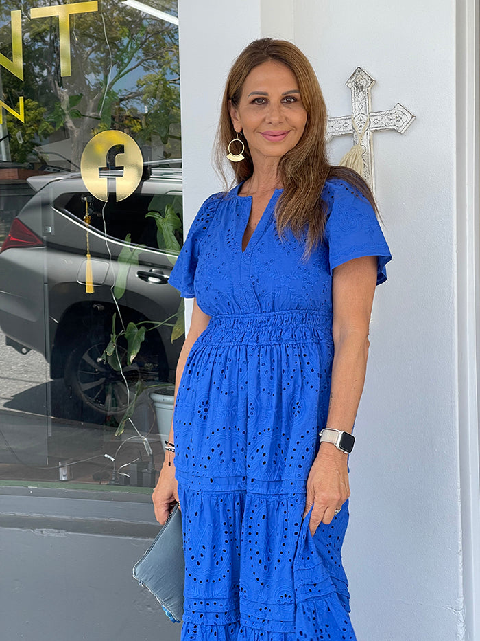Eliana Deco Broderie Dress - Blue Style Me Luxe Eliana Deco Broderie Dress - Blue Style Me Luxe