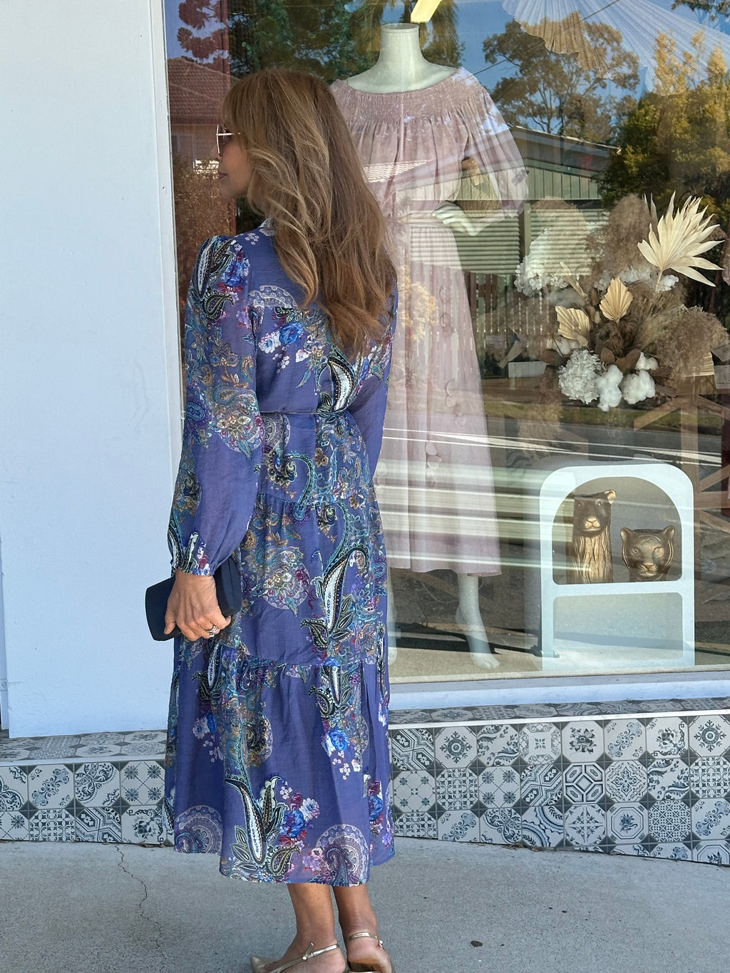 Prussian Blue Paisley Dress