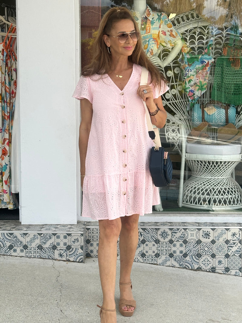 Missy Broderie Anglaise Dress - Soft Pink