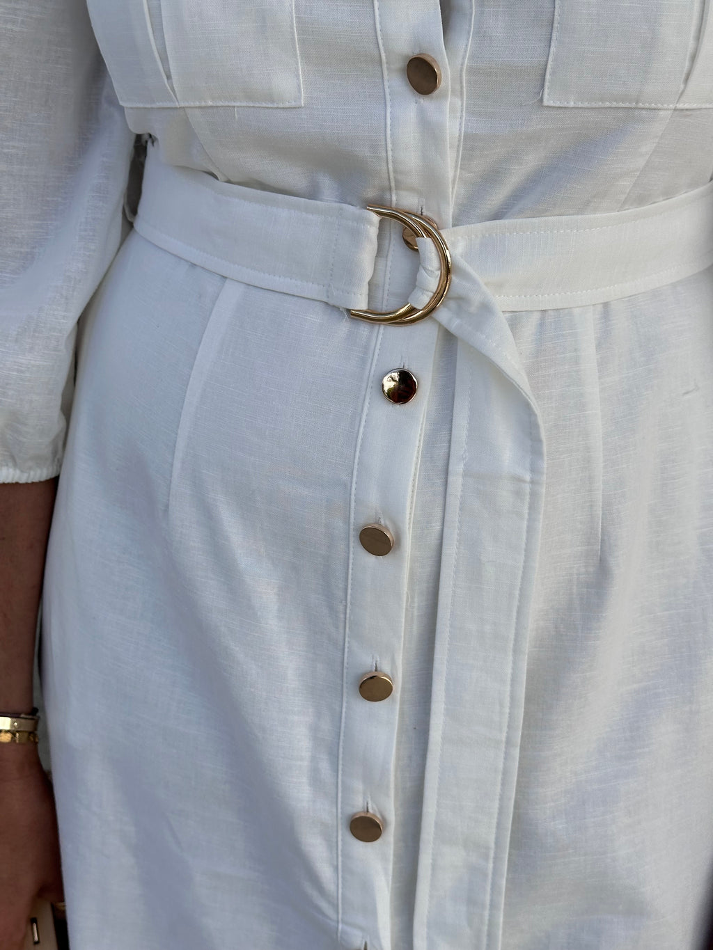 White Linen Utility Dress