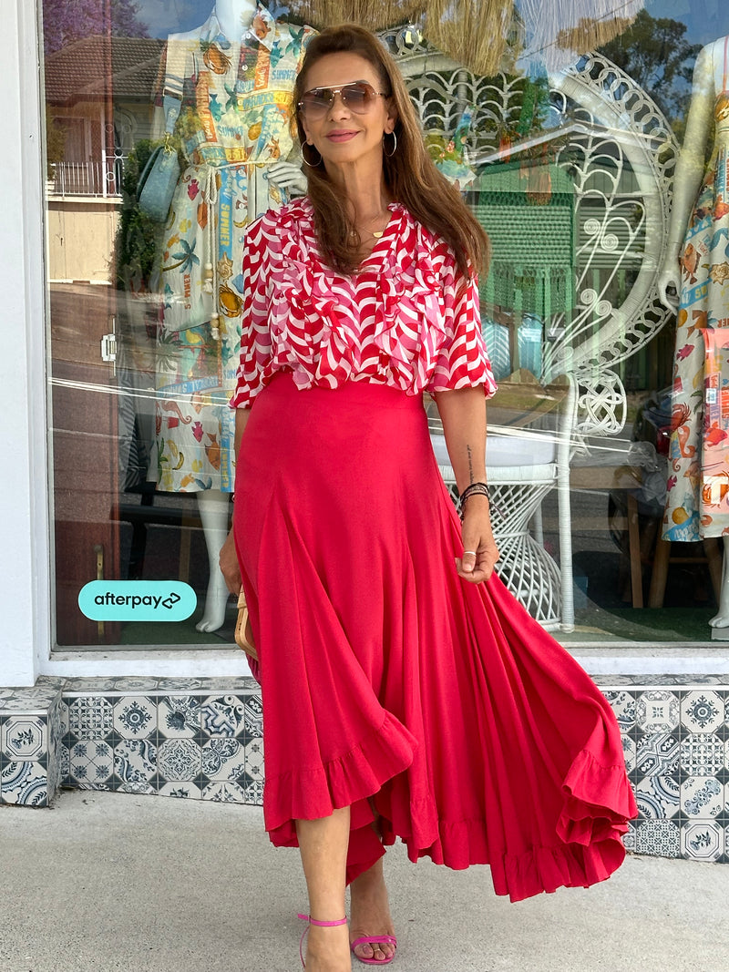 All Night Ruffle Skirt - Red