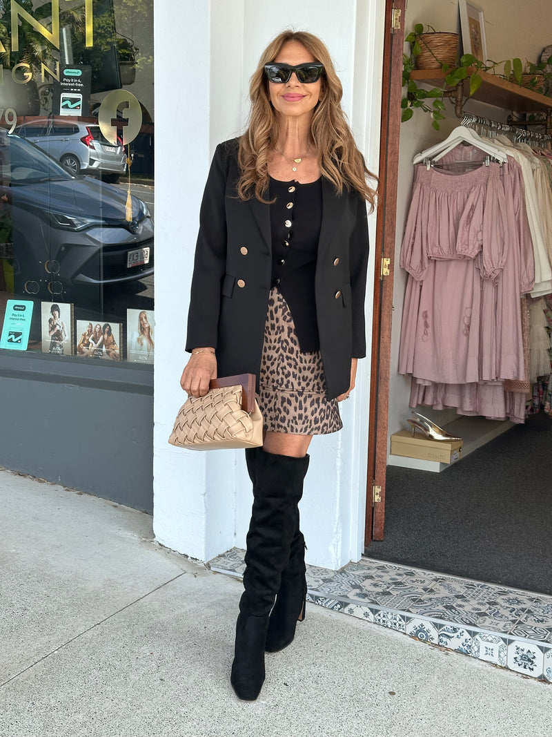 Leopard Faux Suede Mini Skirt