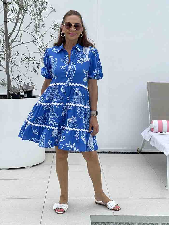 Santorini Days Shirt Dress - Blue