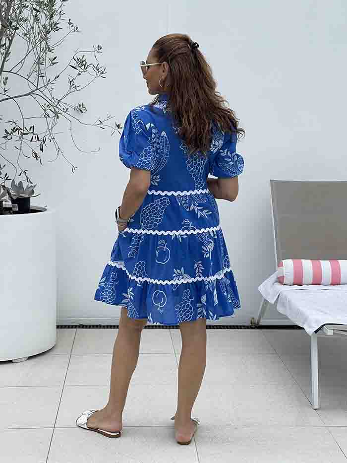 Santorini Days Shirt Dress - Blue