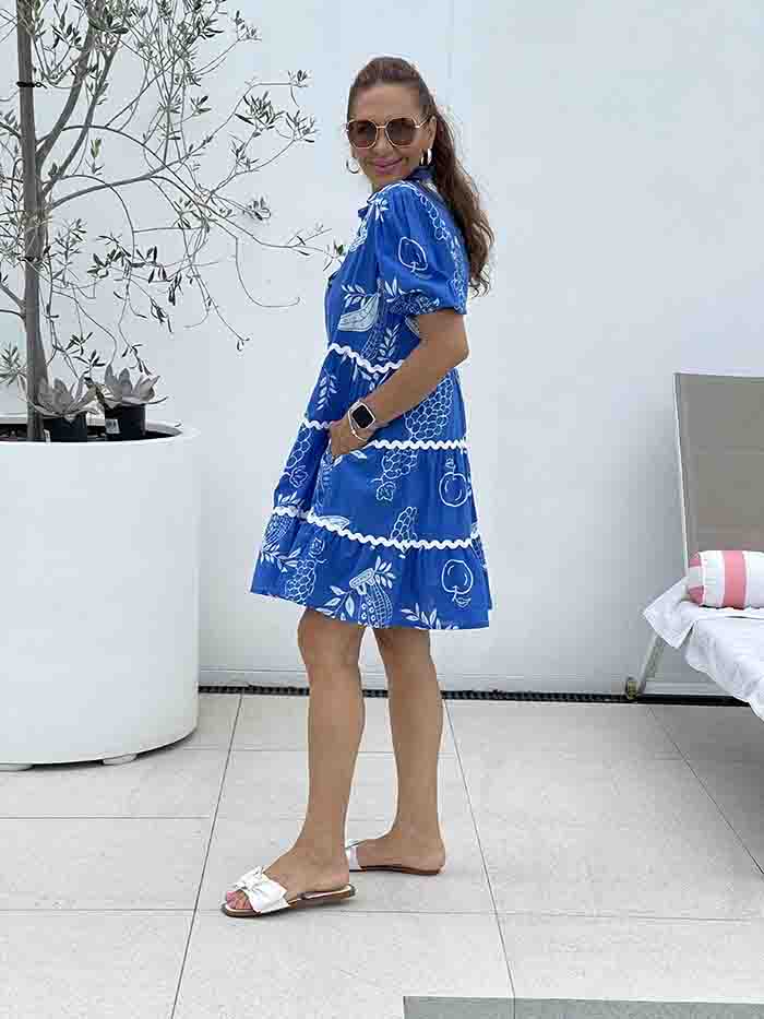 Santorini Days Shirt Dress - Blue