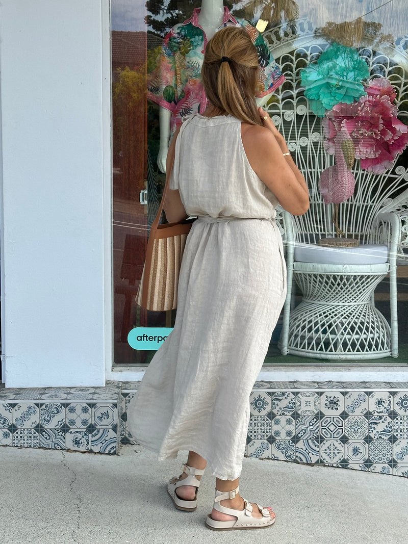 Papaverno Dress - Sand Linen