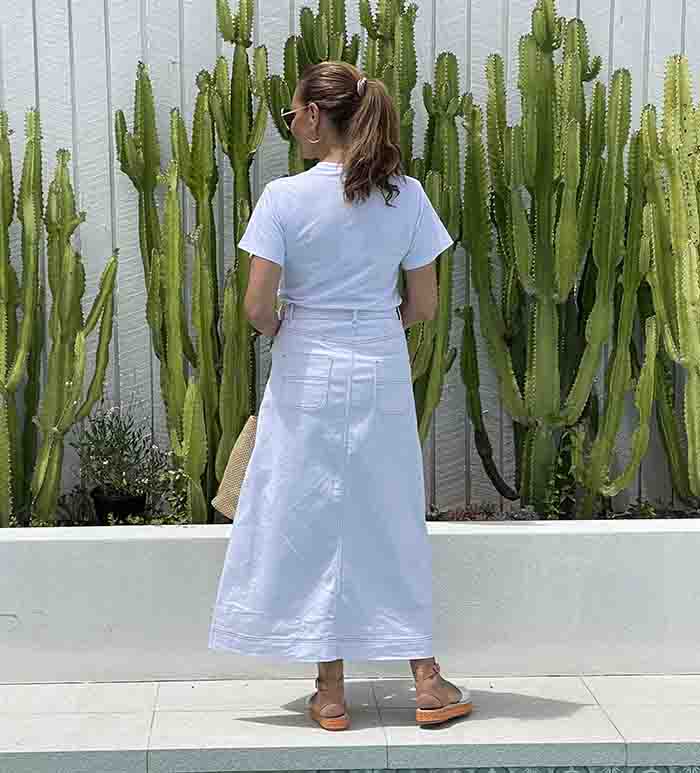Midi Skirt - White Denim