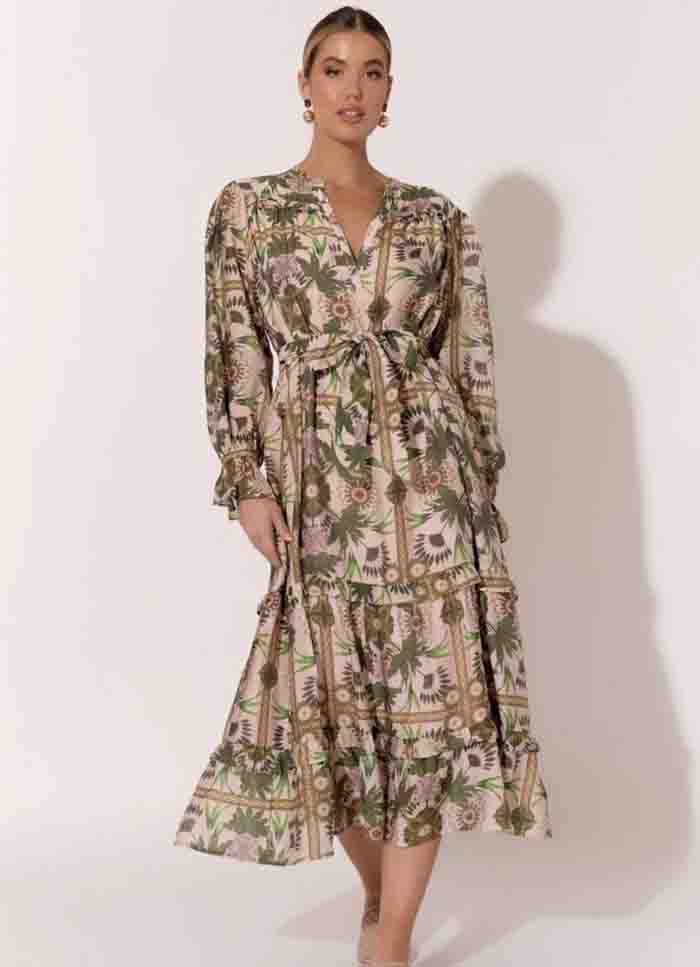 Frances Long Sleeve Frill Dress - Palm