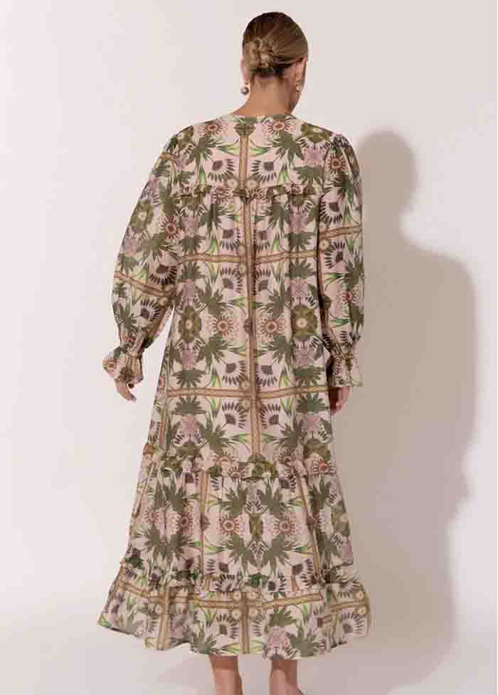 Frances Long Sleeve Frill Dress - Palm