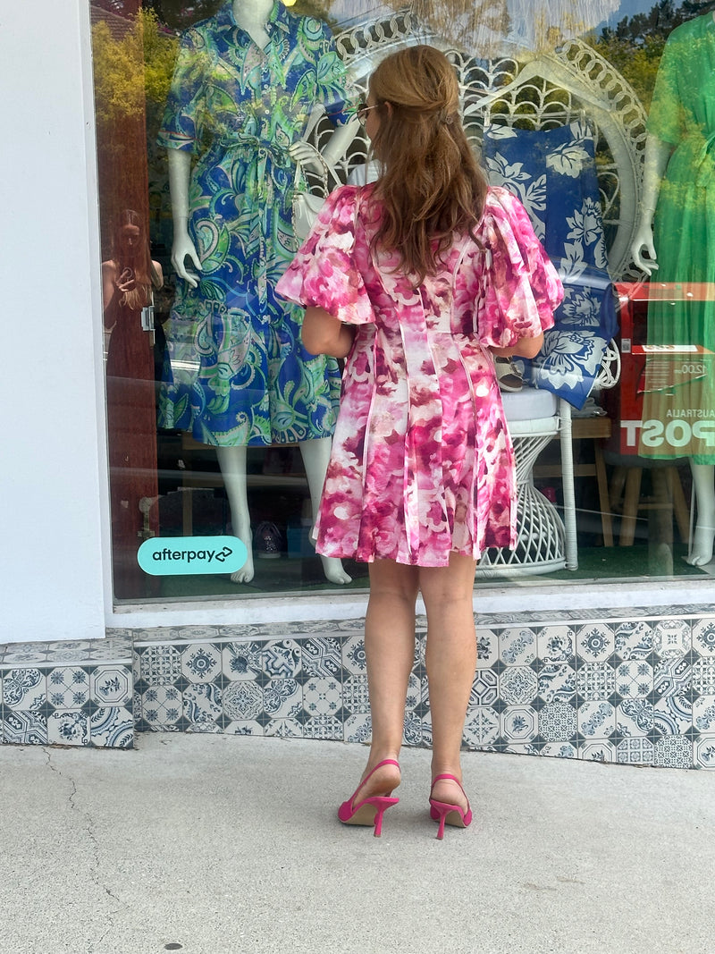 Raspberry Flora Mini Dress