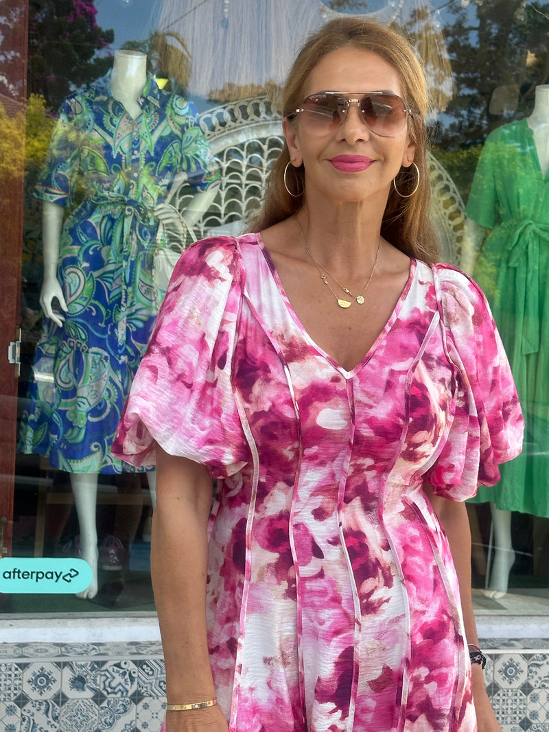 Raspberry Flora Mini Dress