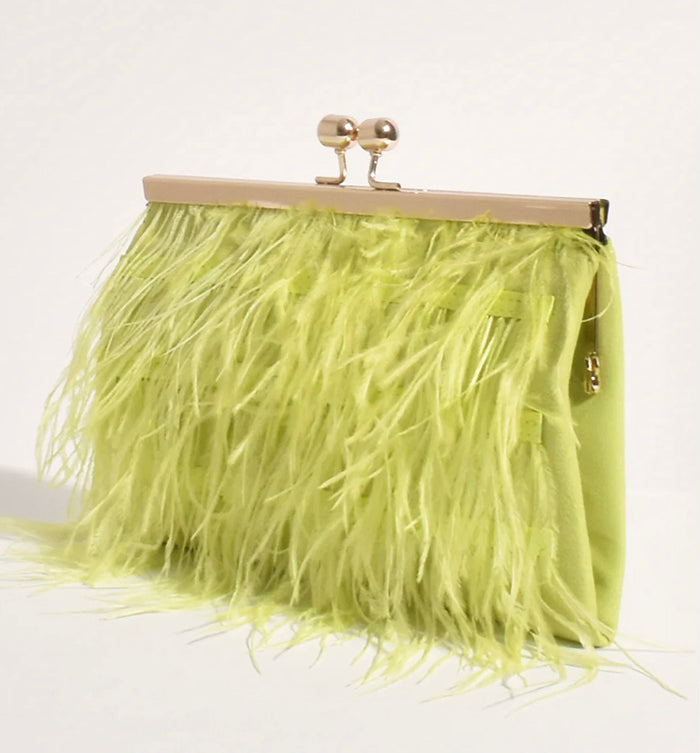 Feather Front Clutch - Yellow
