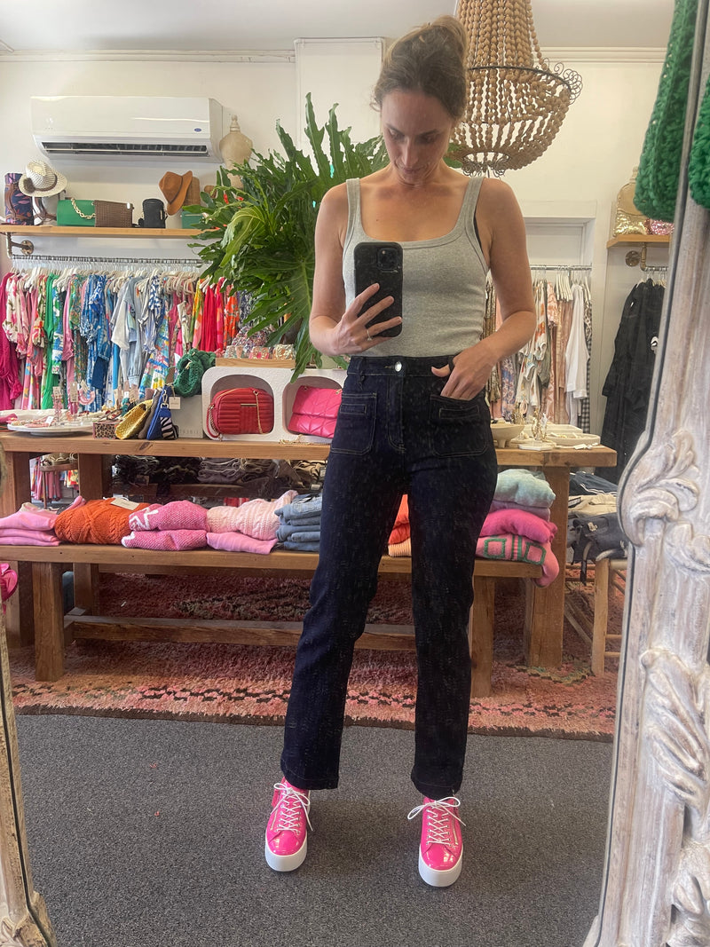 Front Pocket Straight Leg Jean - Dark Wash