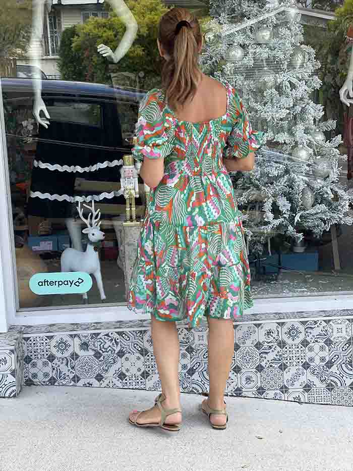 Pia Dress - Green Print