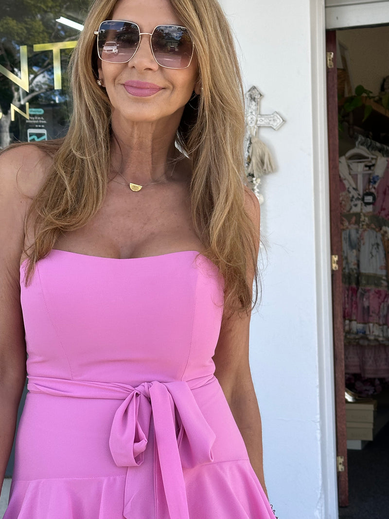 Lola Strapless Dress - Candy Pink