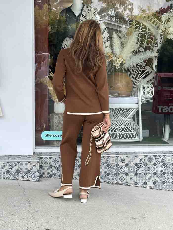 Mocha and Cream Knit Pants